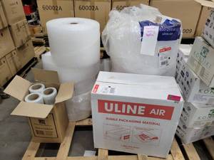 lot 5818 image: Assorted Pallet of Packing Supplies - Bubble Wrap and International Plastic Screen Film