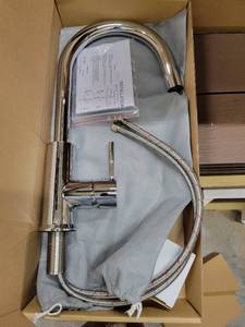 lot 5826 image: Box of 10 Stainless Steel Kitchen Faucets