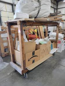 lot 5897 image: Wooden 2-Tier Rolling Cart