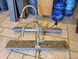 lot 22013 image: Lot of 2 Stainless Steel Kitchen Faucets