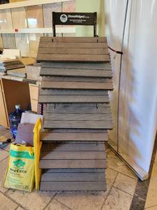 lot 22016 image: Lot of 2 Black Metal Slanted-Shelf Display Racks