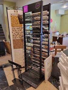 lot 22030 image: Lot of 3 Black Metal Display Racks W Samples