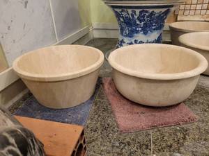 lot 22042 image: Lot of 2 Travertine Stone Sink Bowls