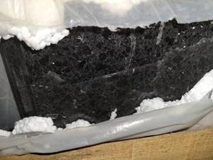 lot 5593 image: Crate of 20 Imperial Black Granite Bathroom Vanity Counter Tops W a Sink Hole