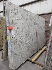 lot 2869 image: White Galaxy Polished Granite Slab