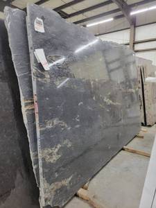 lot 2873 image: Lot of 2 Titanium Polished Granite Slabs
