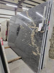 lot 2879 image: Lot of 2 Matrix Motion Polished Granite Slabs