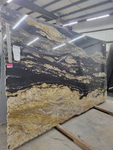 lot 3146 image: Lot of 2 Supreme Golden Polished Granite Slabs