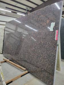lot 3456 image: Lot of 2 Tan Brown Polished Granite Slabs