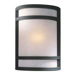 lot 3118 image: Minka Lavery Bronze With French Scavo Glass 9 12in High Wall Sconce