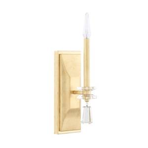 lot 3130 image: Capital Lighting Milan - One Light Wall Sconce, Capital Gold Finish with Clear Crystal