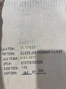 lot 3137 image: Timnath 1-Light Jar Pendant
