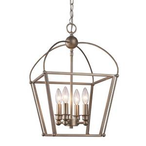 lot 3140 image: Bel Air Lighting 4-Light Antique Silver Leaf Pendant
