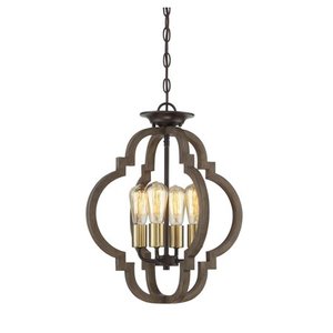 lot 5102 image: Savoy House Meridian 4 Light Semi Flush Barrelwood