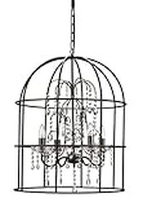 lot 5115 image: Creative Co-Op Metal Birdcage Chandelier with 4 Lights & Glass Crystals