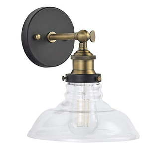 lot 5127 image: Lucera LED Industrial Wall Sconce Antique Brass Light Fixture Linea di Liara