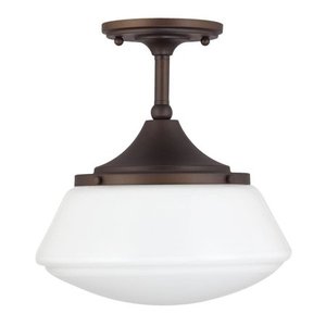 lot 5132 image: Retro School House Burnished Bronze 1-light Flushmount Fixture