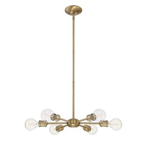 lot 5143 image: Trade Winds 6-Light Vintage Industrial Chandelier in Natural Brass