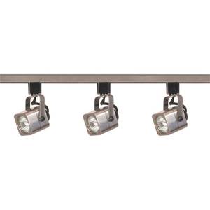 lot 5148 image: Nuvo 3-Light Mr16 Square Track Lighting Fixture Brushed Nickel 48in X 3.75in Uses 3 50-Watt Gu10 Base Lamps