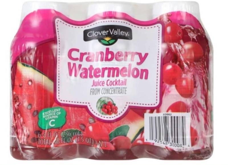 lot 21603 image: Clover Valley, Cranberry Watermelon, Juice Cocktail 8.0 fl oz (24 pack)