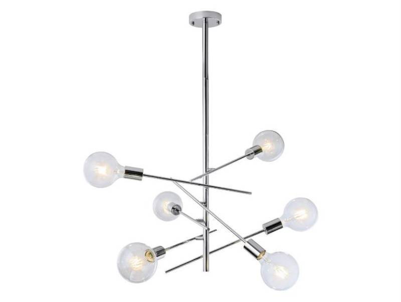 lot 21541 image: 6-Light Sputnik Chandelier, Modern Chrome Sputnik Lighting Fixture Mid Century Chandelier Ceiling Light for Living Room Kitchen Island Dining Room Entryway(Retail $55.99)