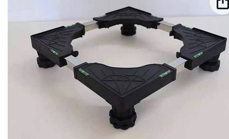 lot 32175 image: Mini Dorm Fridge Stand Washing Machine Base Universal Mobile Base with 4 Strong Feet Multi-Functional Adjustable Pedestal for Dryer, Washer and Refrigerator (Black) (Retail $22.99)