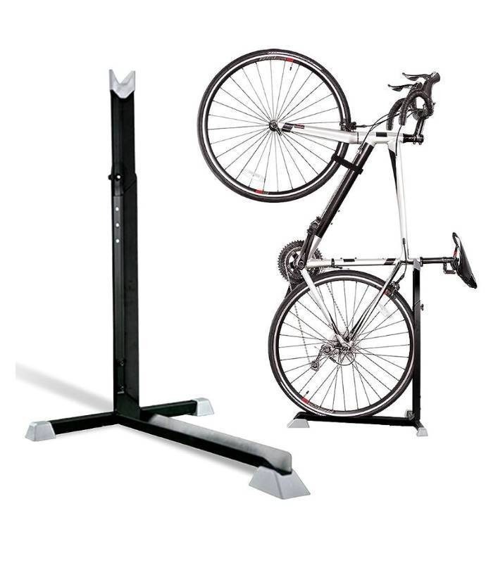 lot 32192 image: Bike Stand & Vertical Storage Rack by Bike Nook - The Original Vertical Bicycle Floor Stand for Garage Storage and Indoor and Outdoor use, Perfect Bike Accessories for Small Spaces with No Drilling (Retail $69.95)
