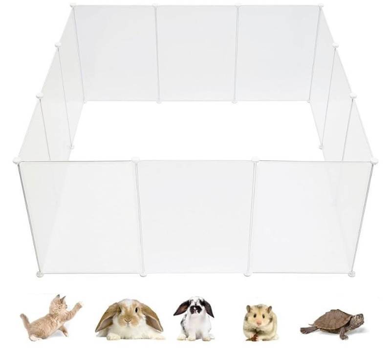 lot 21169 image: ALLISANDRO Small Pet Playpen, Small Animal Cage for Indoor Outdoor Use, Foldable Yard Fence for Small Animal, Puppy, Kitten, Guinea Pigs, Bunny, Turtle, Hamster,Transparent,12 Playpen, 20X28 (Retail $50.08)