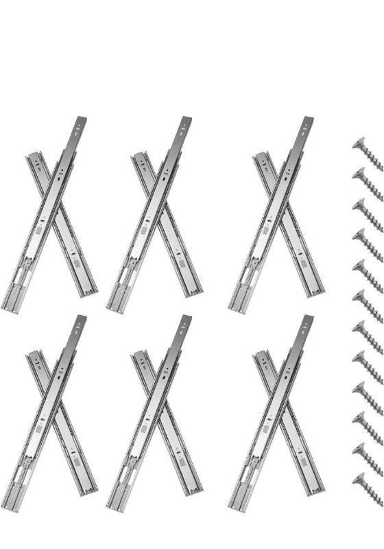 lot 21225 image: 22inch Soft Self Close Drawer Slides 1 Pairs Full Extension Ball Bearing Drawer Slides 3 fold Full Stretch Side Mount Drawer Slides 100 LB Capacity Drawer Slide 22 Silver (Retail $53.99)