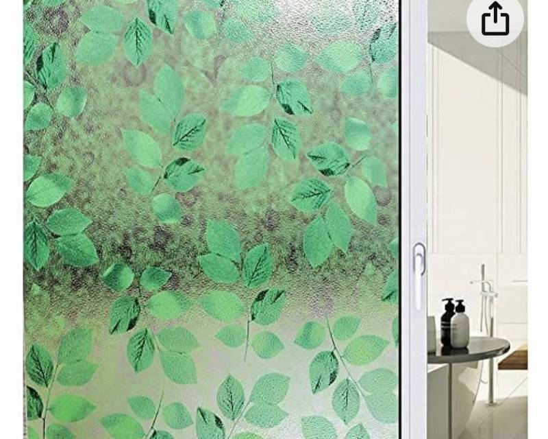 lot 21253 image: LAVOUP Window Film Privacy Stained Static Cling Glass Film 3D Decorative Colorful Glass Window Sticker Heat Control Anti UV for Bathroom Kids Room Sliding Door 35.4w