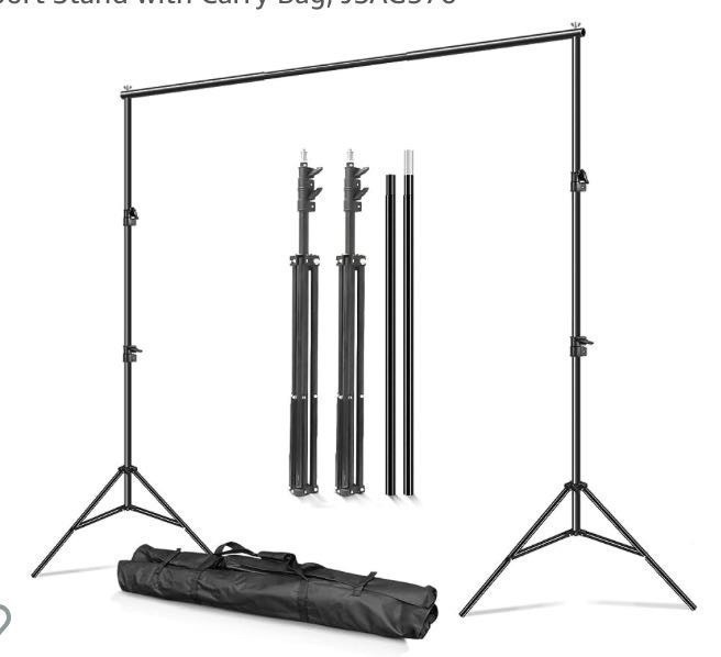 lot 24563 image: Julius Studio 10 Feet Wide Photography Photo Muslin Background Support Stand Backdrop Crossbar Kit, Backdrop Support Stand with Carry Bag( Retail $39.99)