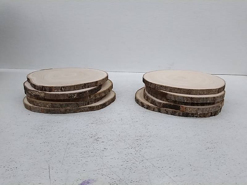KARAVELLA (10) Pack 10-12 Inches Large Wood Slices for Centerpieces - Wood Centerpieces for Tables, Rustic Wedding Centerpiece, Natural Wood Slabs
