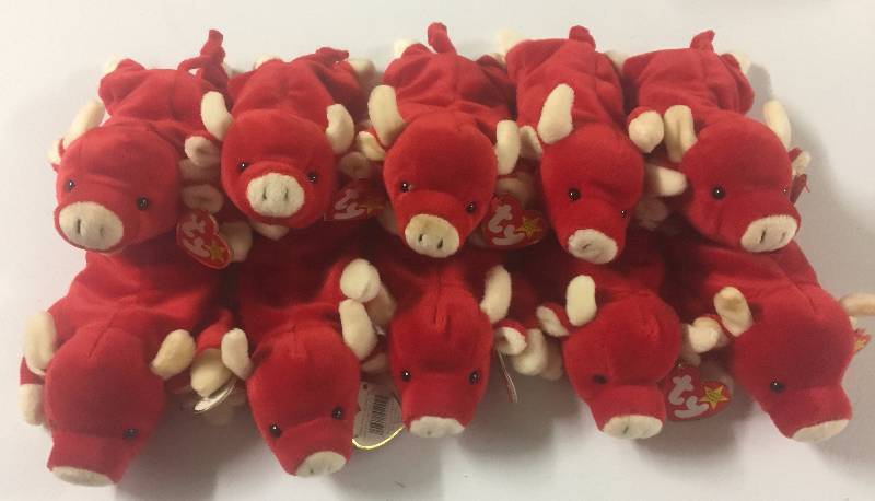 lot 1147 image: TEN Original Ty Beanie Babies Snort the Bull x10