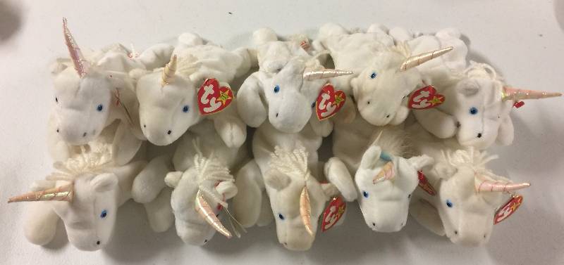 lot 1151 image: TEN Original Ty Beanie Babies Mystic the Unicorn x10