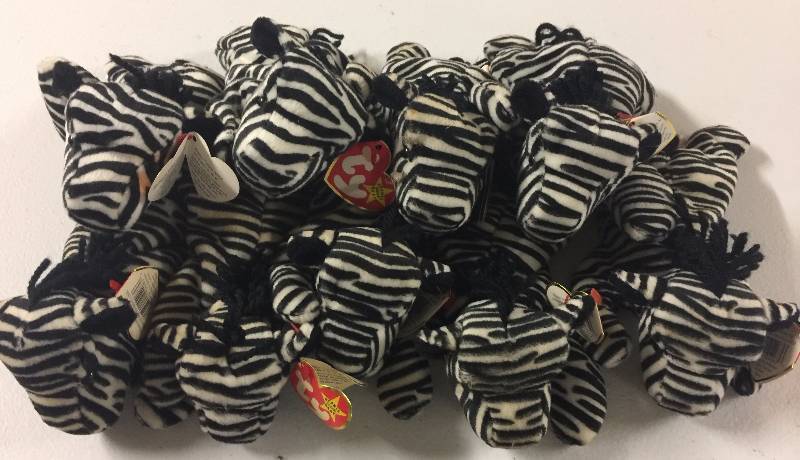 lot 1155 image: NINE Original Ty Beanie Babies Ziggy the Zebra x9