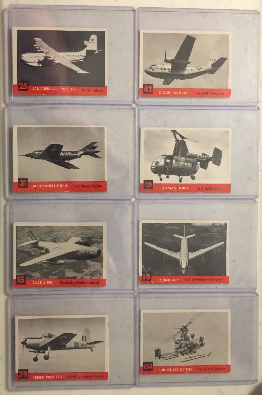 lot 1000 image: (13) THIRTEEN Original 1956 Topps Jet Airplane Trading Cards (Close Image of Each Cards Condition)