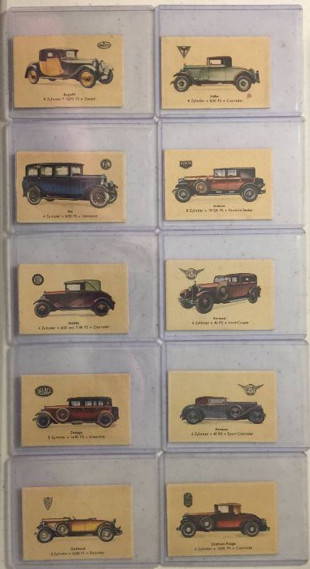 lot 1002 image: TEN Original 1930s Abdulla Cigarettes Tobacco Trading Cards Automobiles Cars (Close Image of Each Cards Condition)