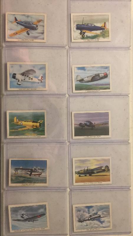 lot 1005 image: ORIGINAL Lot of TEN 1940s Wings Cigarettes Airplanes Tobacco Trading Cards (Close Image of Each Cards Condition)