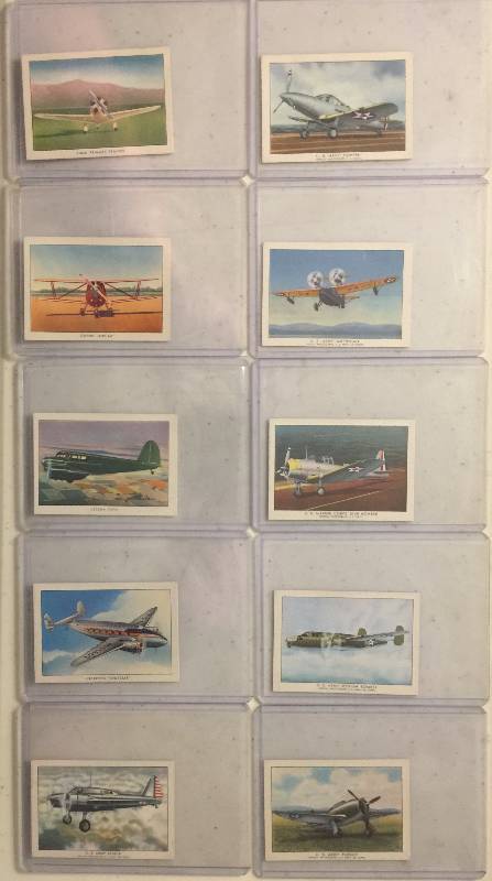 lot 1010 image: ORIGINAL Lot of TEN 1940s Wings Cigarettes Airplanes Tobacco Trading Cards (Close Image of Each Cards Condition)