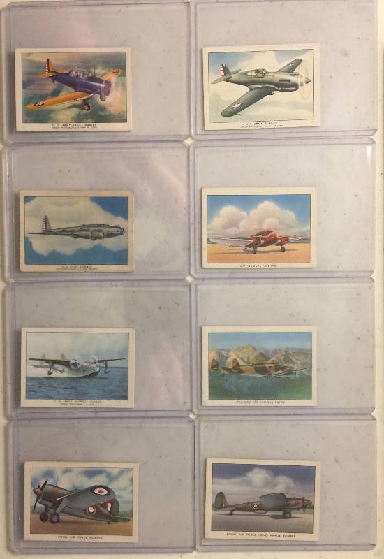 lot 1015 image: ORIGINAL 1940s Lot of 13 Wings Cigarettes Airplane Photos No Creases Very Nice Condition (Close Image of Each Cards Condition)