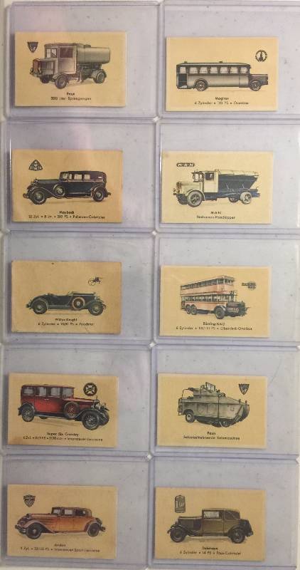 lot 1016 image: TEN Original 1930s Abdulla Cigarettes Tobacco Trading Cards Automobiles  Cars (Close Image of Each Cards Condition)