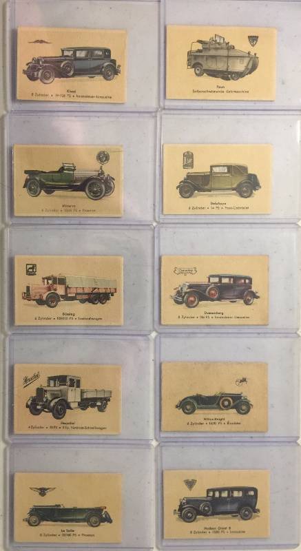 lot 1017 image: TEN Original 1930s Abdulla Cigarettes Tobacco Trading Cards Automobiles Cars (Close Image of Each Cards Condition)