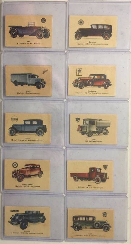 lot 1019 image: FIFTEEN Original 1930s Abdulla Cigarettes Tobacco Trading Cards Automobiles Cars (Close Image of Each Cards Condition)
