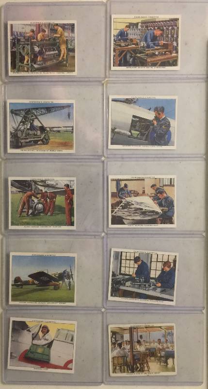 lot 1020 image: Lot of TEN 1937 Churchman Cigarettes The R.A.F. (Royal Air Force) At Work Tobacco Trading Cards (Close Image of Each Cards Condition)