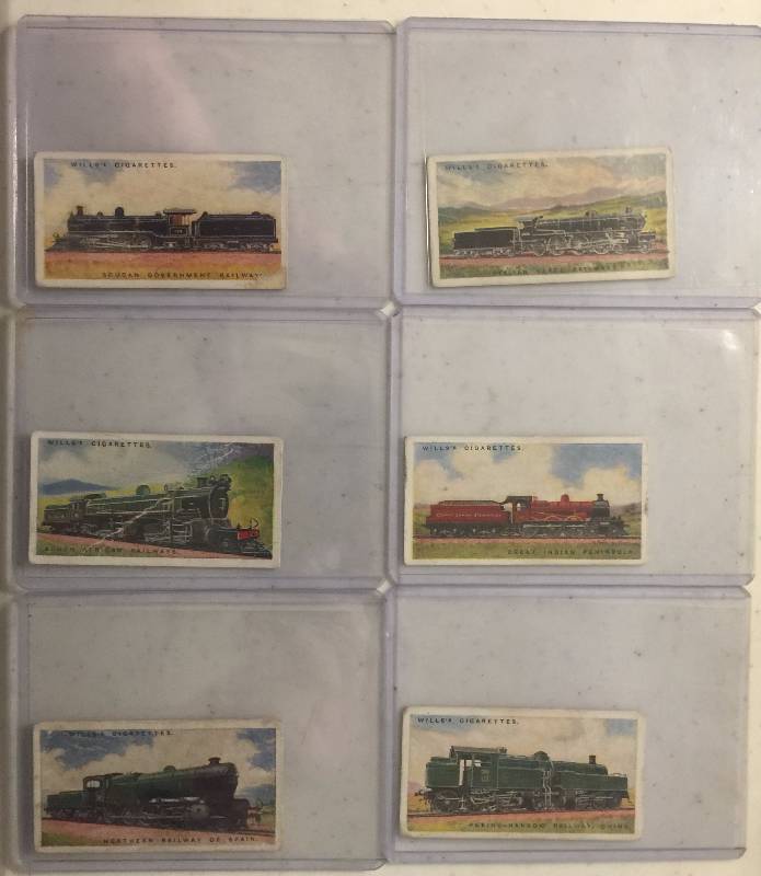 lot 1030 image: TWELVE Original 1936 Wills Cigarettes Railway Engines Train Tobacco Trading Cards (Close Image of Each Cards Condition)