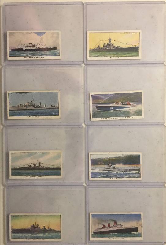 lot 1031 image: EIGHT Original 1938 Wills Cigarettes SPEED Boat & Ship Collection Tobacco Trading Cards (Close Image of Each Cards Condition)