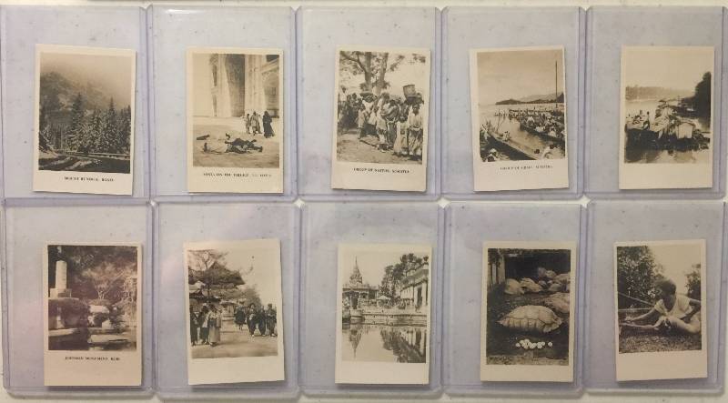lot 1039 image: TEN Original 1927-29 Cavenders Tobacco Peeps Into Many Lands Original Photo Tobacco Trading Cards (Close Image of Each Cards Condition)