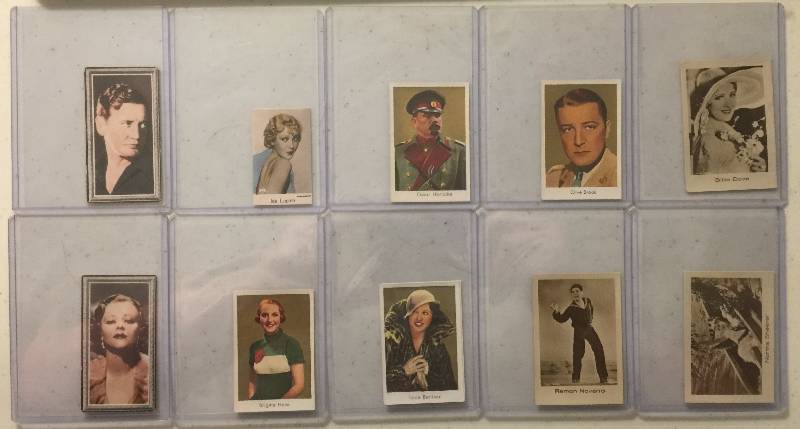 lot 1045 image: TEN Original 1920s & 1930s Tobacco Trading Cards All Actors and Actresses (Close Image of Each Cards Condition)