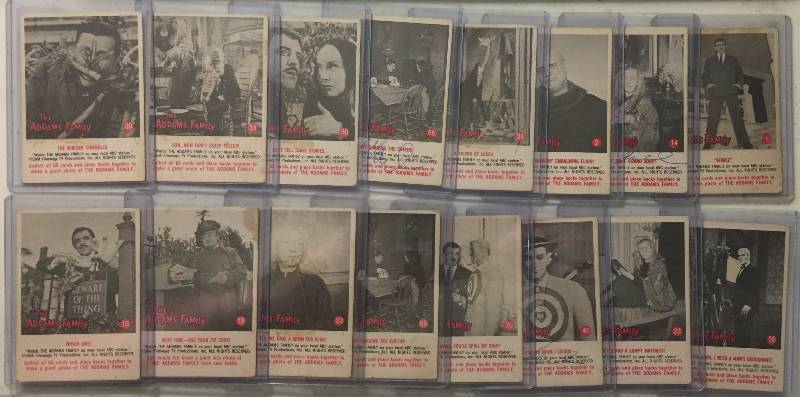 lot 1048 image: 16 Count 1964 Donruss Addams Family TV Show Original Trading Cards (Puzzle On Back of Cards)