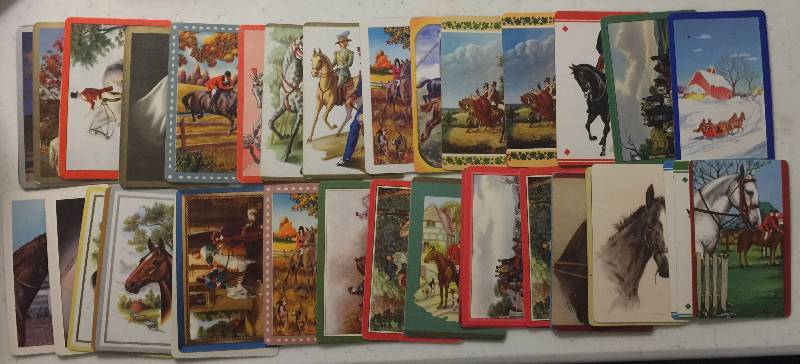 lot 1052 image: 45 Original 1940s and 1950s Swap & Playing Cards with Various Images of Horses All Horse Photos